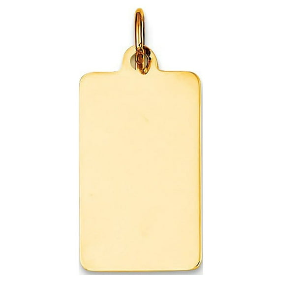 14k Yellow Gold Plain .027 Gauge Rectangular Engravable Disc Charm