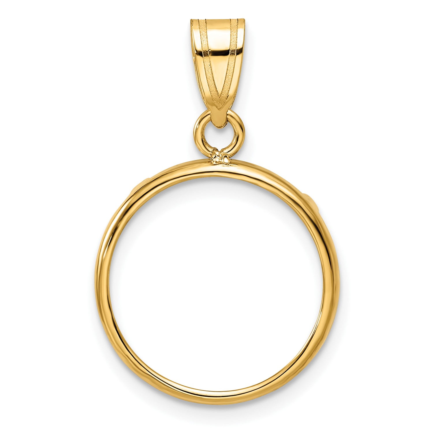 14k Yellow Gold Plain Edge Prong Setting Coin Bezel Pendant Mounting ...