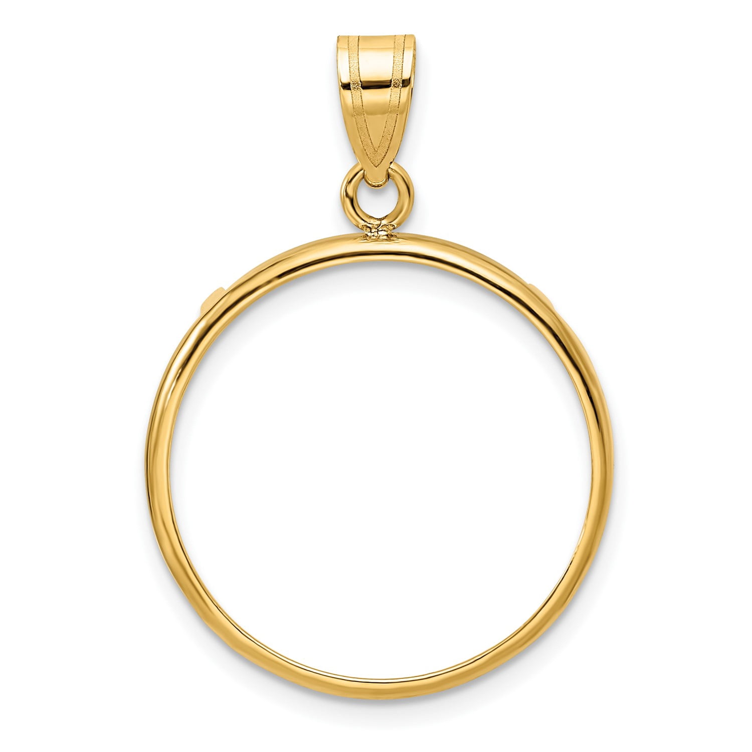 14k Yellow Gold Plain Edge Prong Setting Coin Bezel Pendant Mounting ...