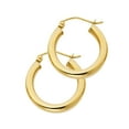 thumbnail image 1 of 14k Yellow Gold Plain Polished Hoop Earrings Classic French Lock Design Round Genuine New 19mm x 3mm, 1 of 1