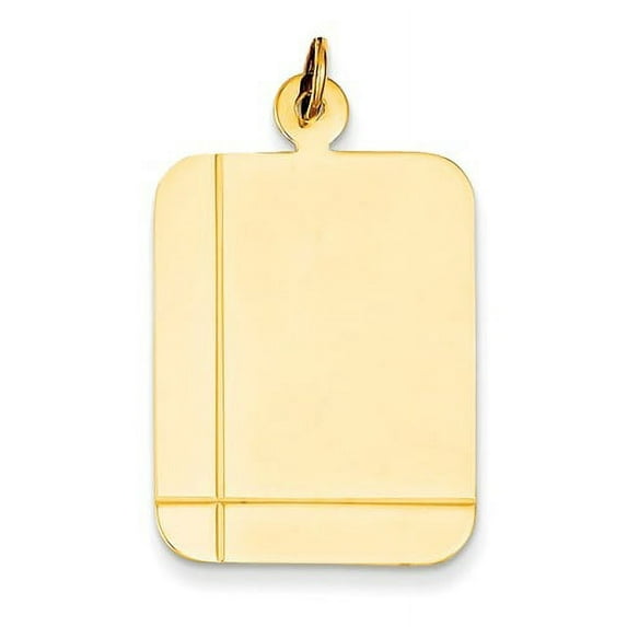 14k Yellow Gold Plain Rectangular 0.027 Gauge Engravable Disc Charm (1.3in long x 0.8in wide)