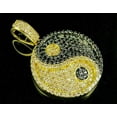 thumbnail image 1 of 14k Yellow Gold Plated 2Ct Black Round Simulated Diamond Women's Disk Symbol Pendant, 1 of 5