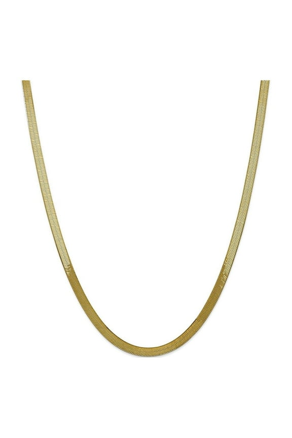 14k Yellow Gold Plated 5mm Flat Herringbone Chain Necklace for Men or Women, 20" - 24"