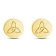thumbnail image 1 of 14k Yellow Gold Plated 925 Sterling Silver Celtic Trinity Knot Disc Stud Earrings | Minimalist, Delicate Jewelry For Her Women, 1 of 2