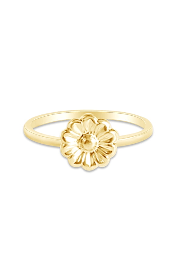 14k Yellow Gold Plated 925 Sterling Silver Lovely Tiny Daisy Flower Ring Jewlery for Her Women Valentine's Day Birthday Ring Size-5