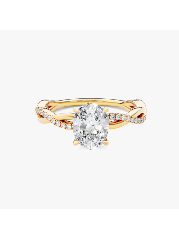 14k Yellow Gold Plated Moissanite Oval Cut Gemstone Engagement Ring 925 Sterling Silver Ring