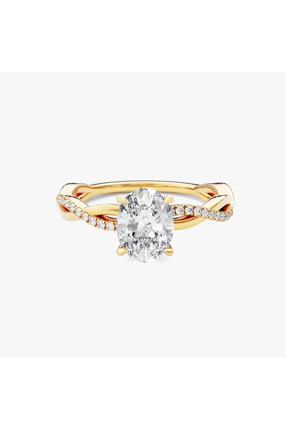 14k Yellow Gold Plated Moissanite Oval Cut Gemstone Engagement Ring 925 Sterling Silver Ring