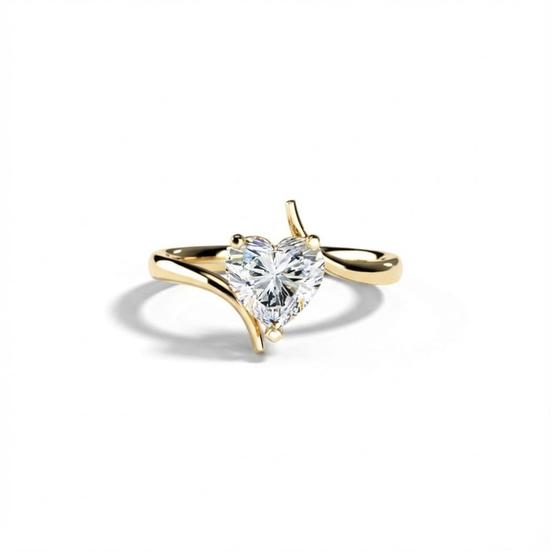 14k Yellow Gold Plated Moissanite Toi et Moi Ring Double Heart Cut Two Stone Engagement Ring for Women