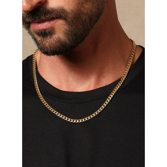 14k Yellow Gold Plated Over 925 Sterling Silver 5mm Miami Cuban Chain - Italian