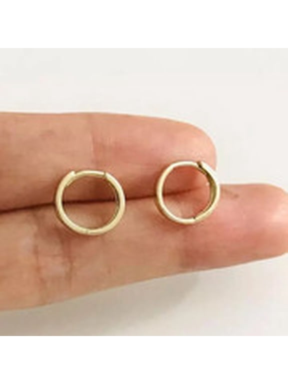 14k Yellow Gold Plated Silver Real Solid Metal Women's Daily Wear Tiny Hoop Earring