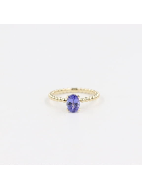 14k Yellow Gold Plated Tanzanite Oval Cut Gemstone Engagement Ring 925 Sterling Silver Ring