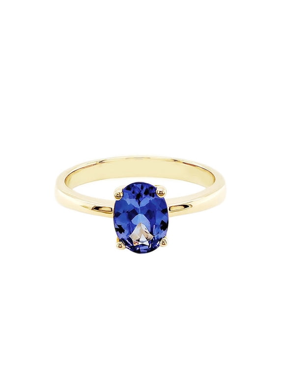 14k Yellow Gold Plated Tanzanite Oval Cut Gemstone Engagement Ring 925 Sterling Silver Ring
