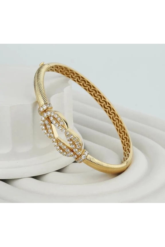 14k Yellow Gold Plated Women's Bangle Bracelet 3ct Round Cut Lab Created Diamond