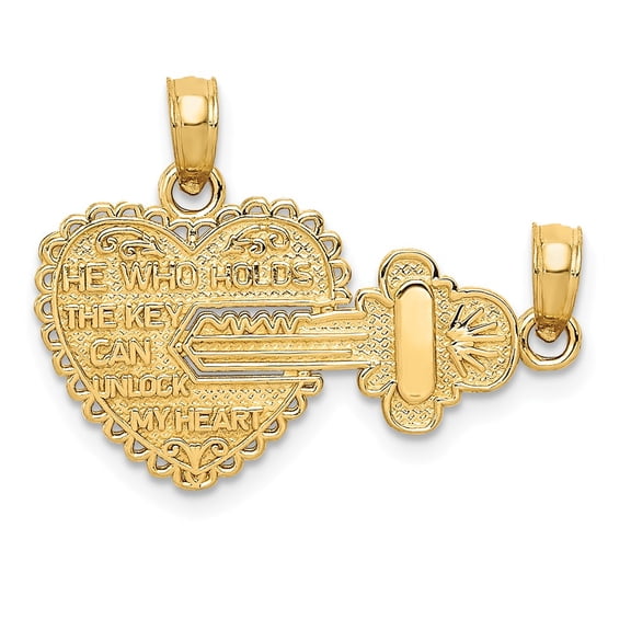 14k Yellow Gold Polished 2 Piece Break Apart HE WHO HOLDS THE KEY Charm Pendants