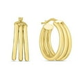 thumbnail image 1 of JewelStop 14K Yellow Gold Polished 3-Row Expanding Bar Hoop Earrings 15mm with Hinged Clasp Minimalist Jewelry for Women, 1 of 7