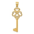 thumbnail image 1 of 14k Yellow Gold Polished 3D Hearts KEY TO MY HEART Charm Pendant, 1 of 3