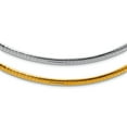 thumbnail image 1 of 14k Yellow Gold Polished 3mm Reversible White Yellow Domed Omega Necklace 16 Inch Omega Clasp Pendant Necklace for Women, 1 of 2