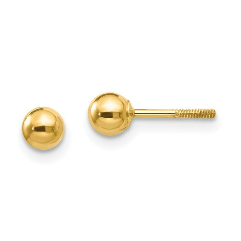 14k Yellow Gold Polished 4mm Ball Screw-Back Earrings - .3 Grams - Measures  4x4mm 