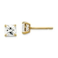 thumbnail image 1 of 14k Yellow Gold Polished 4mm Square Cubic Zirconia Post Earrings 4x4mm Wide Stud Earring for Women, 1 of 2