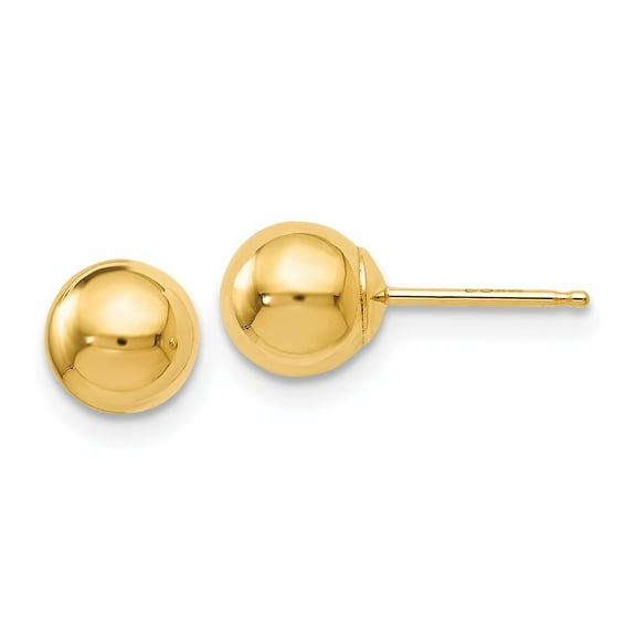 14k Yellow Gold Polished 6mm Ball Post Earrings - .3 Grams - Measures 6x6mm Wide