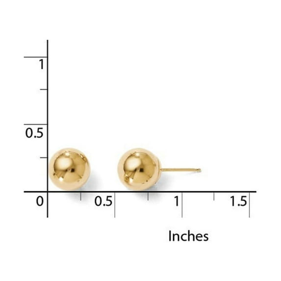14k Yellow Gold Polished 8mm Ball Post Earrings - .6 Grams - Measures 8x8mm Wide