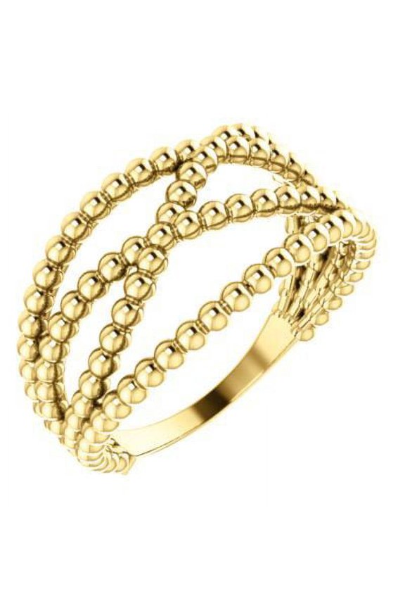 14k Yellow Gold Polished Beaded Ring -- Size 6.5 - 4.4 Grams
