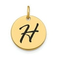 thumbnail image 1 of 14k Yellow Gold Polished Black Epoxy Finish Letter H Initial Disk Shape Charm Pendant, 1 of 2
