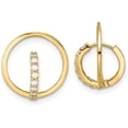 thumbnail image 1 of 14k Yellow Gold Polished CZ Circle Huggie Hoop Earrings - 14mm, 1 of 6