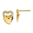 thumbnail image 1 of 14k Yellow Gold Polished Cubic Zirconia Double Love Heart Post Earrings 10x8mm Wide Stud Earring for Women, 1 of 2