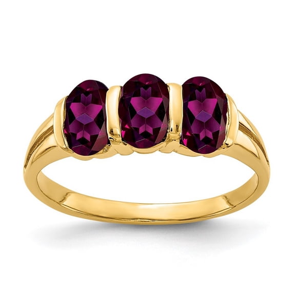 14k Yellow Gold Polished Channel set 6x4mm Oval Rhodolite Garnet Ring Size 6.00 Ring for Women