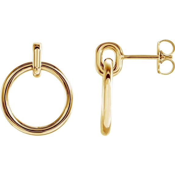 14k Yellow Gold Polished Circle Long Drop Dangle Earrings Dangle Earring for Women - 3.4 Grams