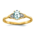 thumbnail image 1 of 14k Yellow Gold Polished Diamond and Aquamarine Ring Size 7.00 Ring for Women - .01 dwt .40 cwt, 1 of 2