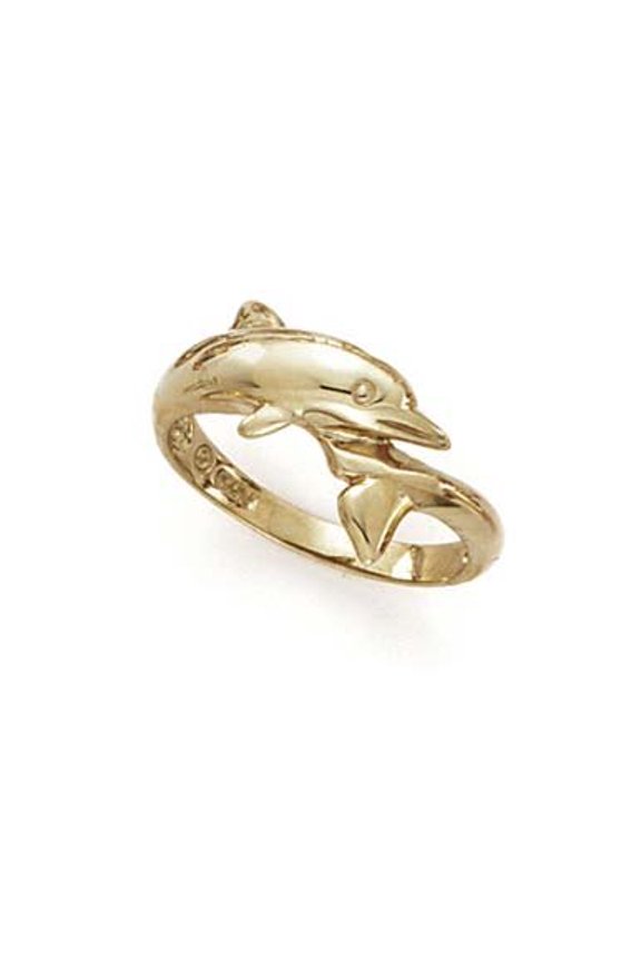 14k Yellow Gold Polished Dolphin Ring - 2.2 Grams - Size 7.0