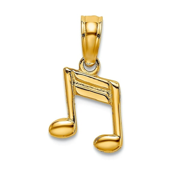 14k Yellow Gold Polished Double Notes Pendant Necklace 14.4x7.7mm Pendant for Women - .3 Grams