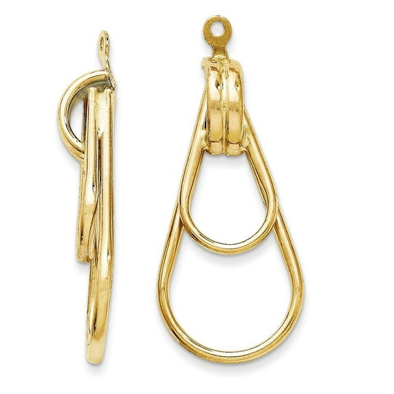 14k Yellow Gold Polished Double Teardrop Earrings Jackets - 1.2 Grams - Measures 28x12mm Wide