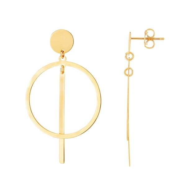 14k Yellow Gold Polished Earrings With Push Back Clasp Stud Earring for Women - 2.5 Grams
