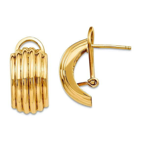 14k Yellow Gold Polished Fancy Omega Back Post Earrings 19x9.5mm Wide Stud Earring for Women