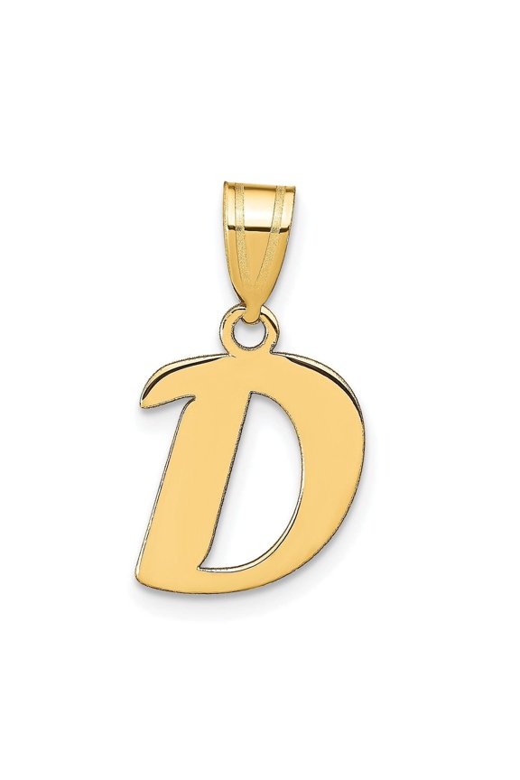14k Yellow Gold Polished Finish Script Design Letter D Initial Pendant