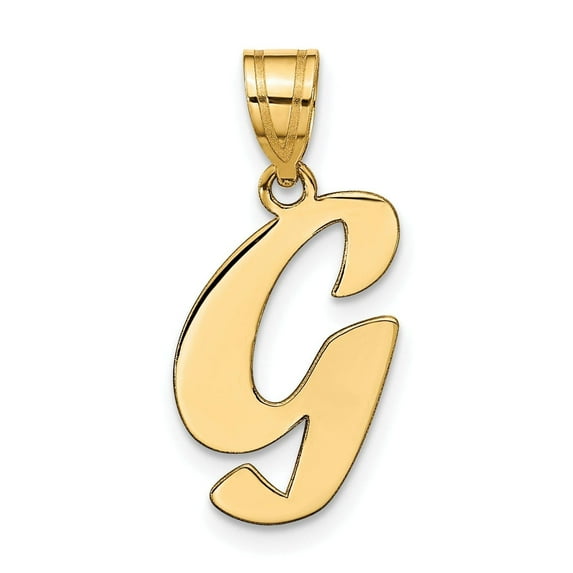 14k Yellow Gold Polished Finish Script Design Letter G Initial Pendant