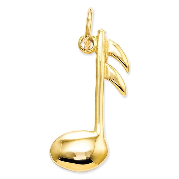 14k Yellow Gold Polished Flat-Backed Musical Note Charm