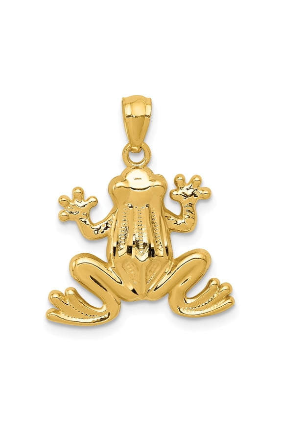 14k Yellow Gold Polished Frog Pendant