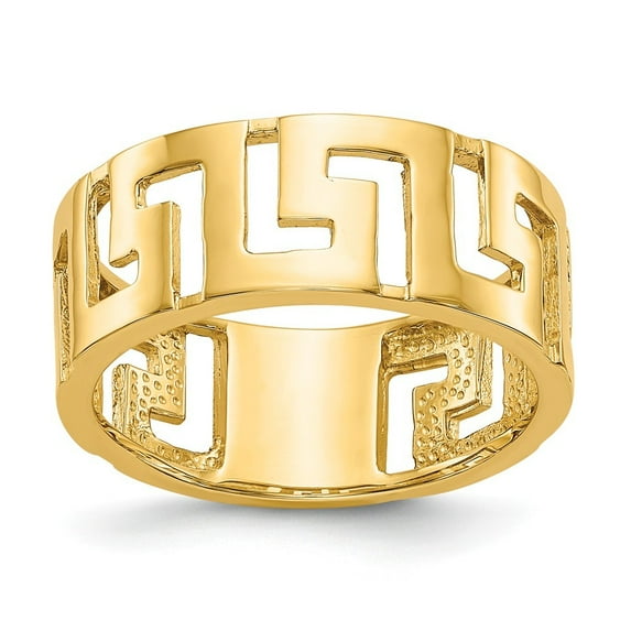 14k Yellow Gold Polished Greek Key Band Ring Size 7.25 Jewelry Gifts for Women - 4.0 Grams