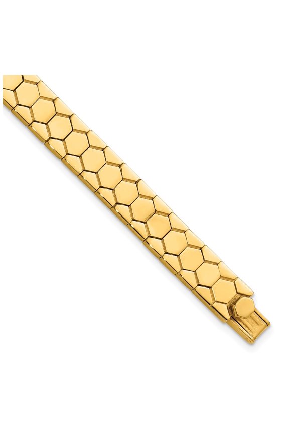 14k Yellow Gold Polished Hexagon Design Bracelet
