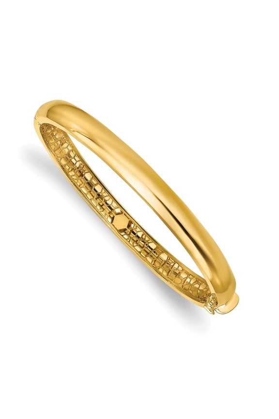 14k Yellow Gold Polished Hollow Hinged Bangle