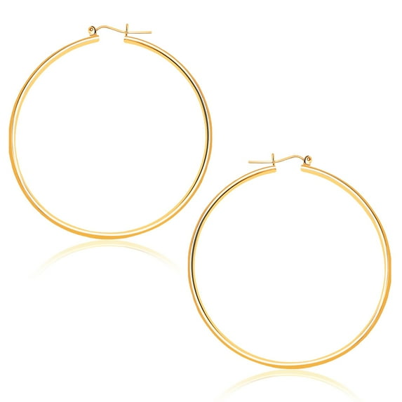 14k Yellow Gold Polished Hoop Earrings (45 mm) Weight 2 grams