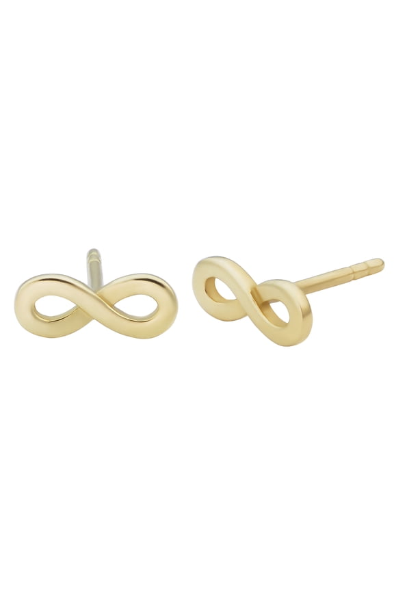 KoolJewelry 14k Yellow Gold Polished Infinity Stud Earrings