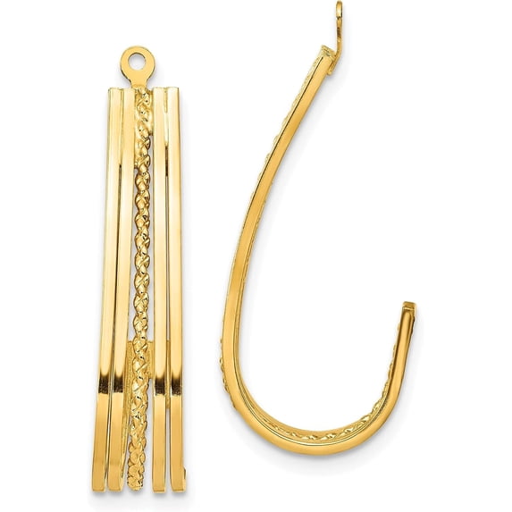 14k Yellow Gold Polished J-Hoop Earring Jackets - 30mm