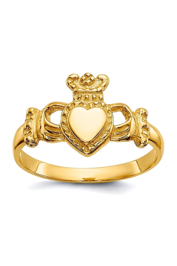 14k Yellow Gold Polished Ladies Irish Claddagh Celtic Trinity Knot Ring Size 6 Ring for Women