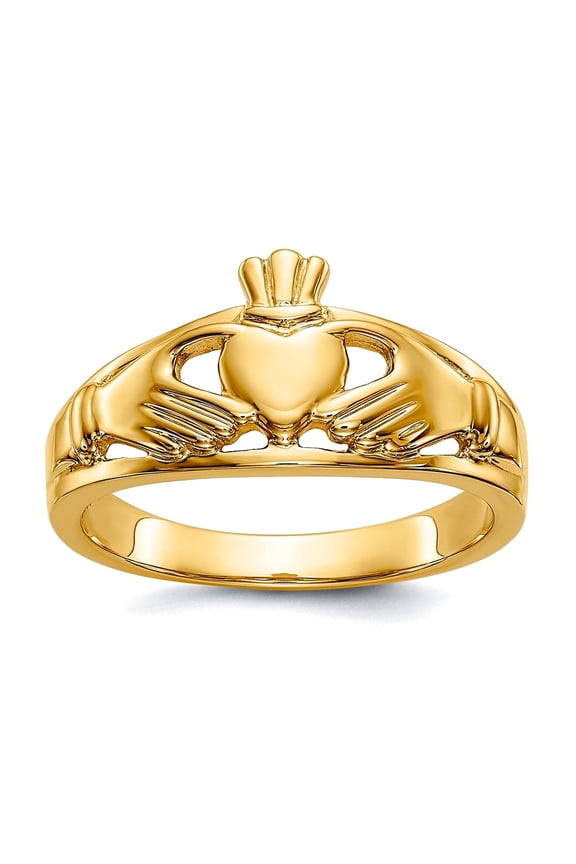 14k Yellow Gold Polished Ladies Irish Claddagh Celtic Trinity Knot Ring Size 7 Ring for Women
