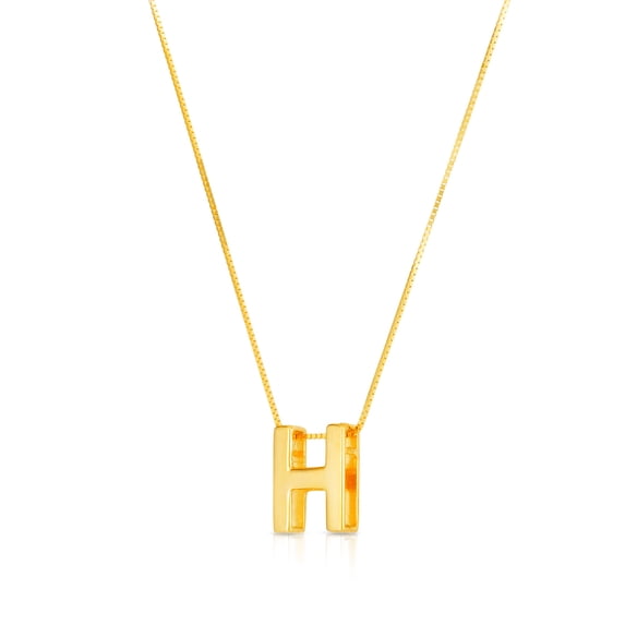 14k Yellow Gold Polished Letter Name Personalized Monogram Initial-h Necklace With Lobster Clasp 18 Inch Pendant Necklac